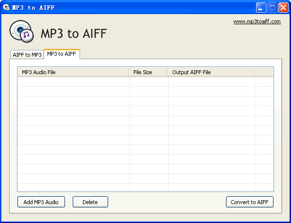 Click to view MP3 to AIFF 1.0 screenshot